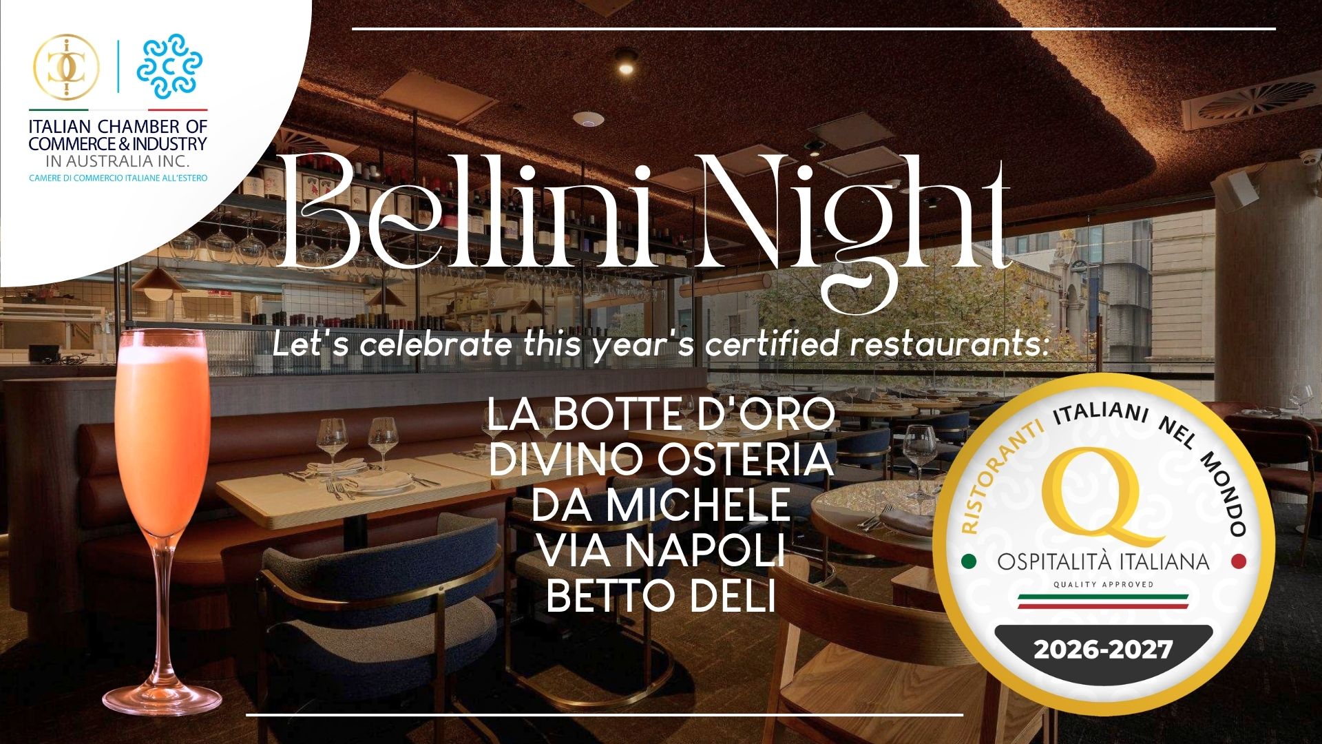 Bellini Night - Ospitalità Italiana 2026/2027 Certification